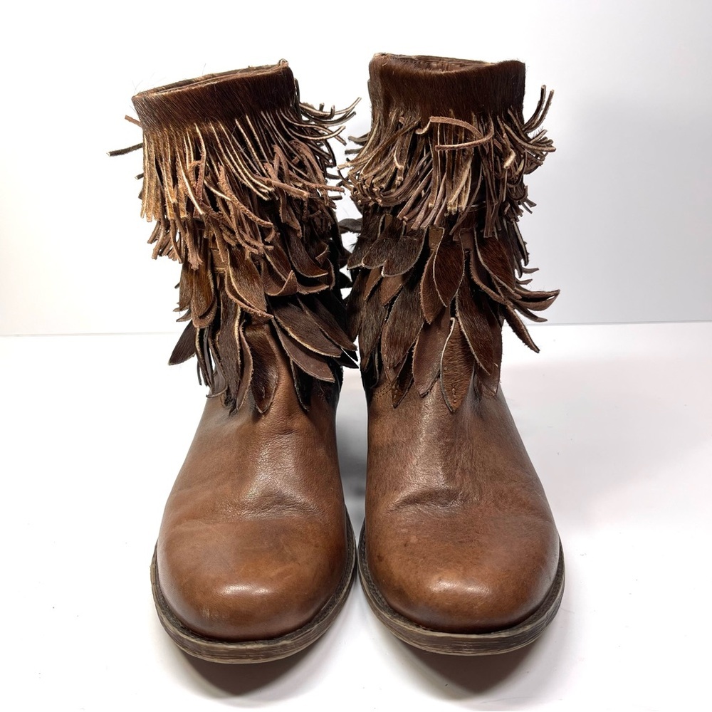 Sheridan Mia Genuine Calf Hair Fringe Leather Western Boot Size EU 37 US 6.5